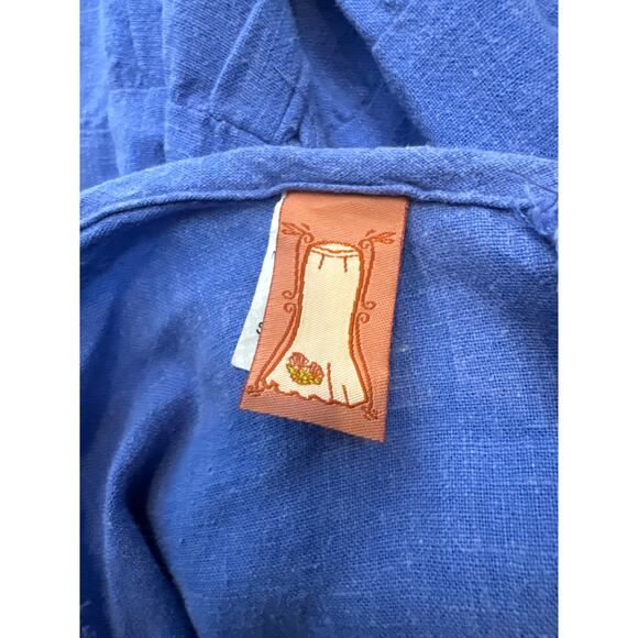 American Vintage Blue Linen Blend Tiered Maxi Skirt pull waist tie medium - Picture 10 of 11